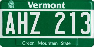 VT license plate AHZ213