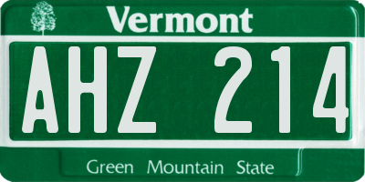 VT license plate AHZ214