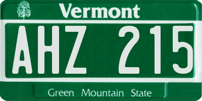 VT license plate AHZ215