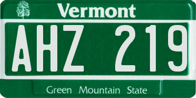 VT license plate AHZ219
