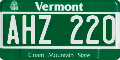 VT license plate AHZ220