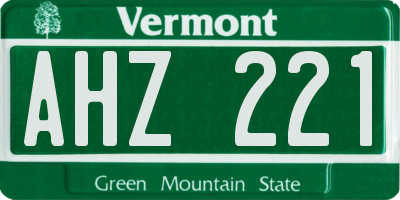 VT license plate AHZ221