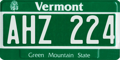 VT license plate AHZ224