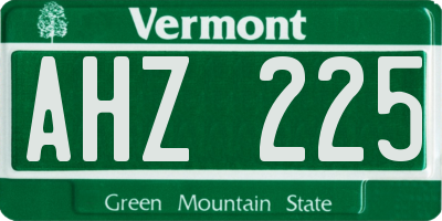 VT license plate AHZ225