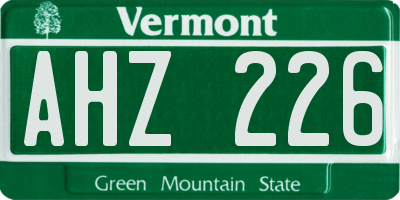 VT license plate AHZ226