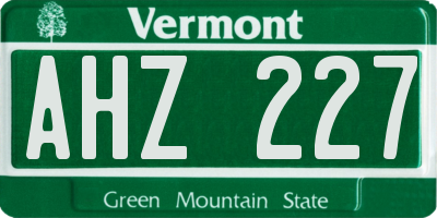 VT license plate AHZ227