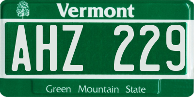 VT license plate AHZ229