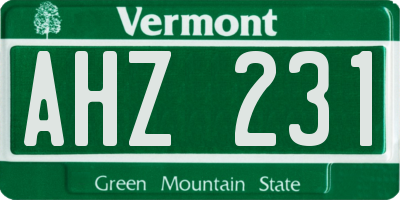 VT license plate AHZ231