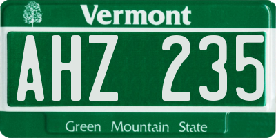 VT license plate AHZ235