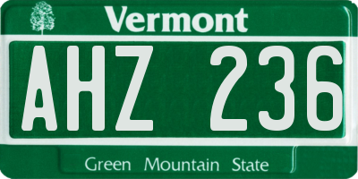 VT license plate AHZ236