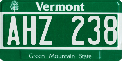 VT license plate AHZ238