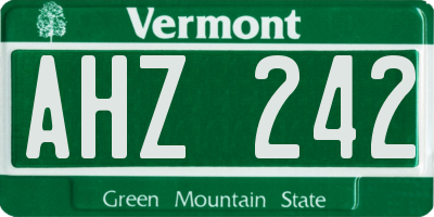 VT license plate AHZ242