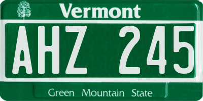 VT license plate AHZ245