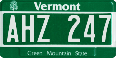 VT license plate AHZ247