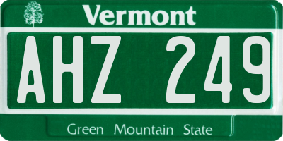 VT license plate AHZ249