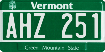 VT license plate AHZ251