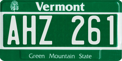 VT license plate AHZ261