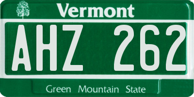 VT license plate AHZ262