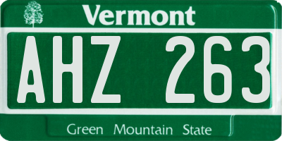 VT license plate AHZ263
