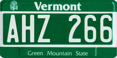 VT license plate AHZ266