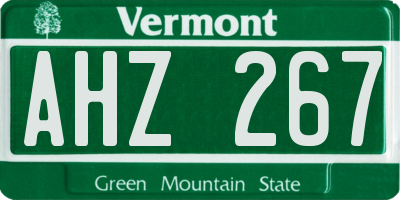 VT license plate AHZ267