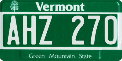 VT license plate AHZ270