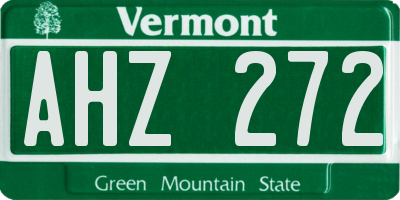VT license plate AHZ272