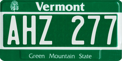 VT license plate AHZ277