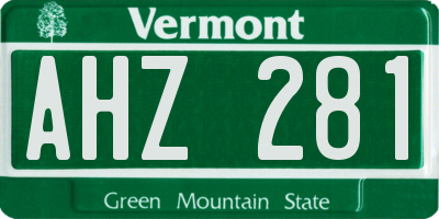 VT license plate AHZ281