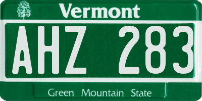 VT license plate AHZ283