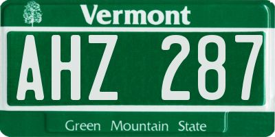 VT license plate AHZ287