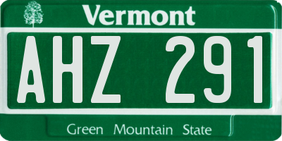 VT license plate AHZ291
