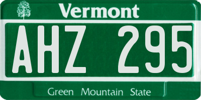 VT license plate AHZ295