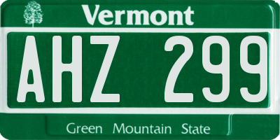 VT license plate AHZ299