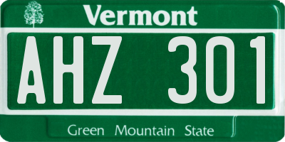 VT license plate AHZ301