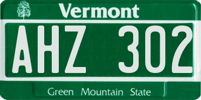 VT license plate AHZ302