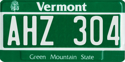 VT license plate AHZ304