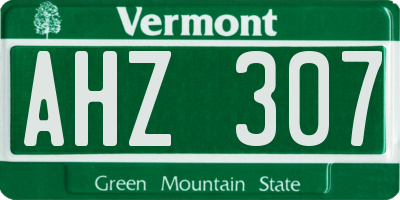 VT license plate AHZ307
