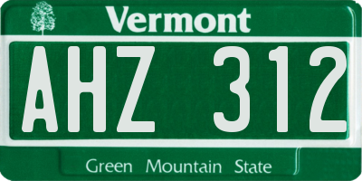 VT license plate AHZ312