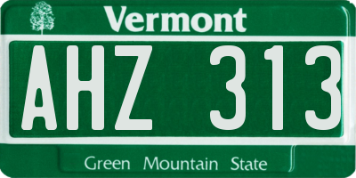 VT license plate AHZ313