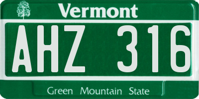 VT license plate AHZ316