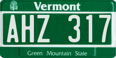 VT license plate AHZ317