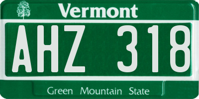 VT license plate AHZ318