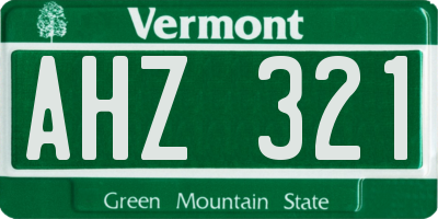 VT license plate AHZ321