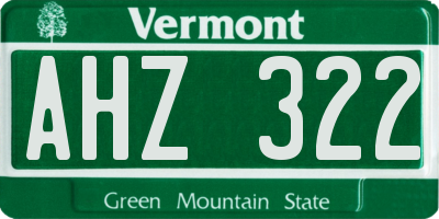 VT license plate AHZ322