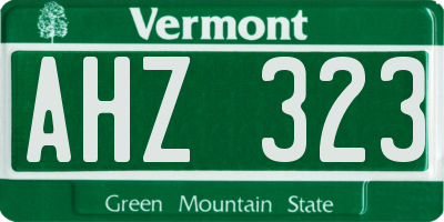 VT license plate AHZ323