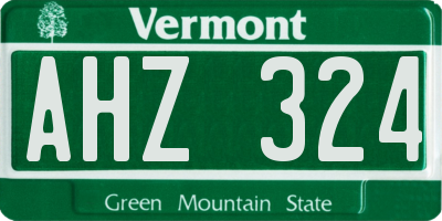 VT license plate AHZ324