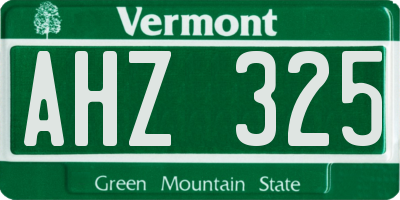 VT license plate AHZ325