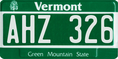 VT license plate AHZ326