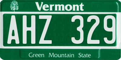 VT license plate AHZ329